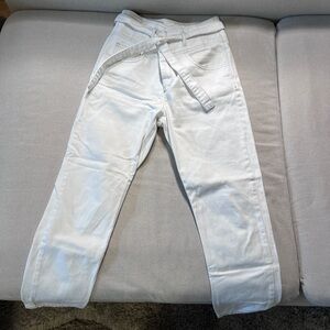 Mango (MNG) White Belted Denim Pants